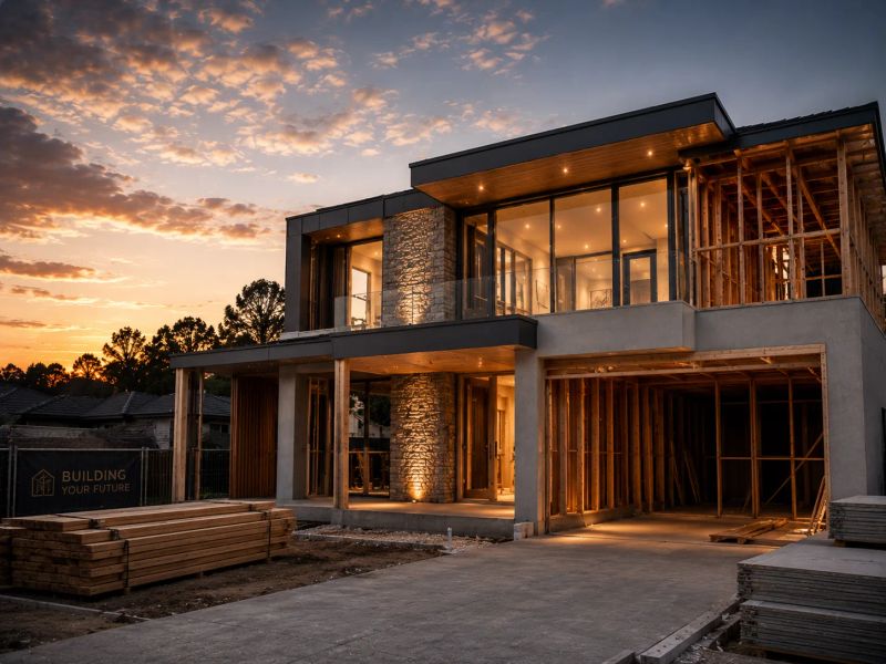 Construction loan specialist reviewing building project plans